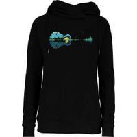 Guitar Lake Reflections Night Sky And Moon Guitar Womens Funnel Neck Pullover Hood