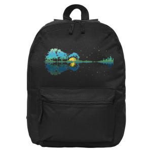 Guitar Lake Reflections Night Sky And Moon Guitar 16 in Basic Backpack