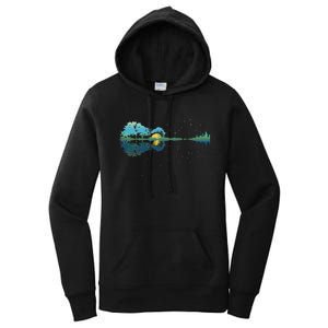 Guitar Lake Reflections Night Sky And Moon Guitar Women's Pullover Hoodie