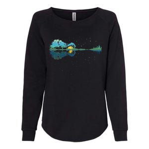 Guitar Lake Reflections Night Sky And Moon Guitar Womens California Wash Sweatshirt