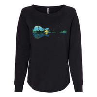 Guitar Lake Reflections Night Sky And Moon Guitar Womens California Wash Sweatshirt