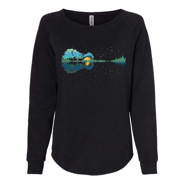 Guitar Lake Reflections Night Sky And Moon Guitar Womens California Wash Sweatshirt