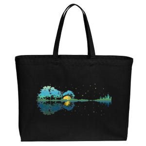 Guitar Lake Reflections Night Sky And Moon Guitar Cotton Canvas Jumbo Tote