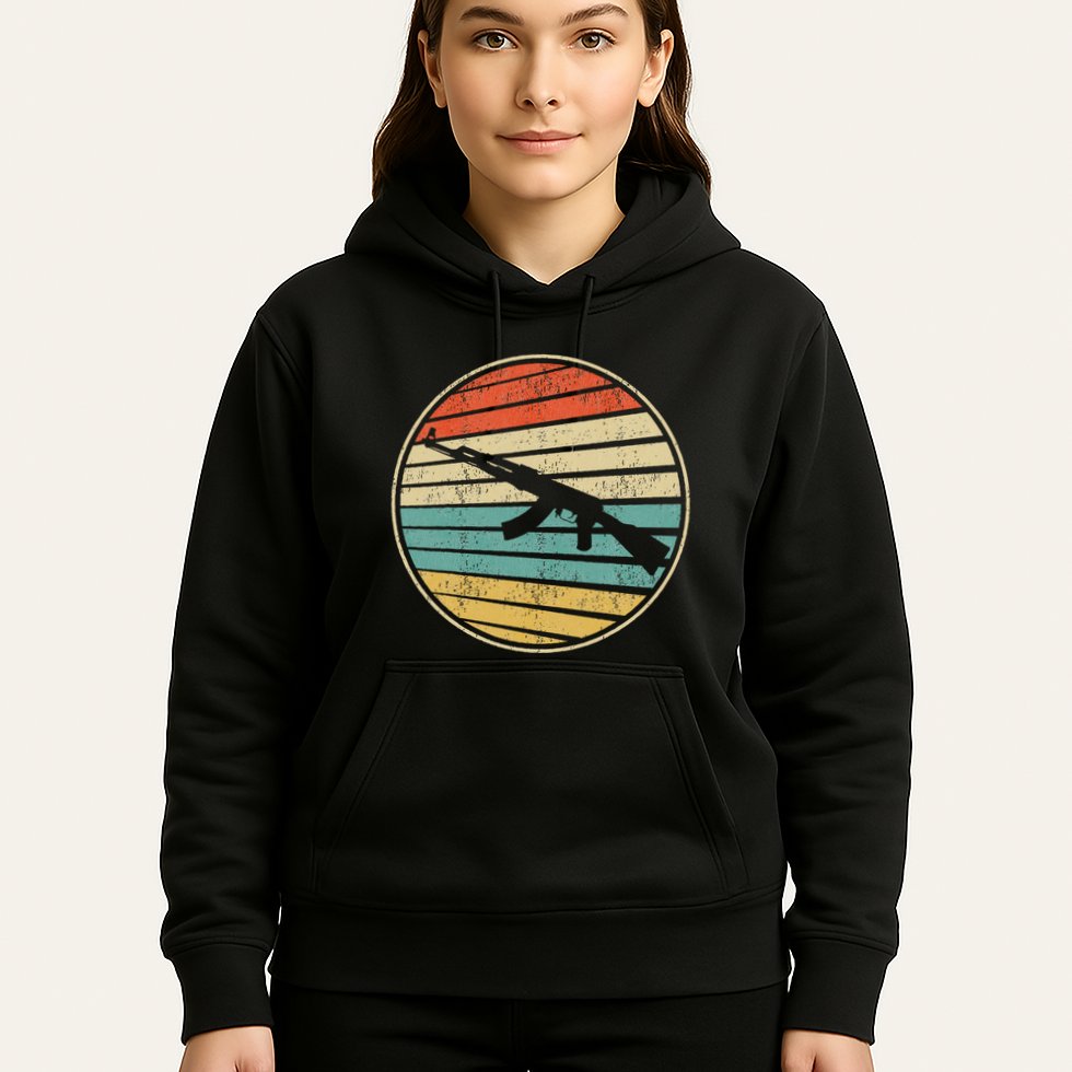 Gun Lover Retro Vintage 70s 80s Ak47 Assault Rifle Art Fun Hoodie