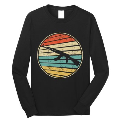 Gun Lover Retro Vintage 70s 80s Ak47 Assault Rifle Art Fun Long Sleeve Shirt