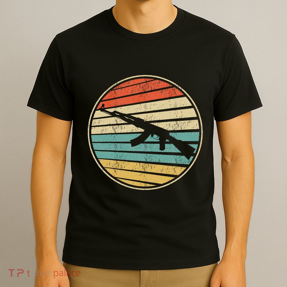Gun Lover Retro Vintage 70s 80s Ak47 Assault Rifle Art Fun T-Shirt