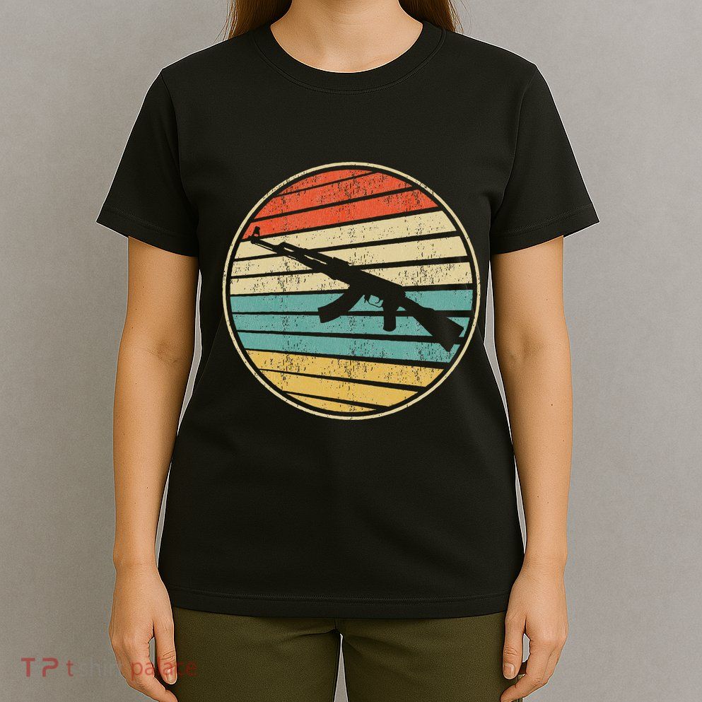 Gun Lover Retro Vintage 70s 80s Ak47 Assault Rifle Art Fun T-Shirt