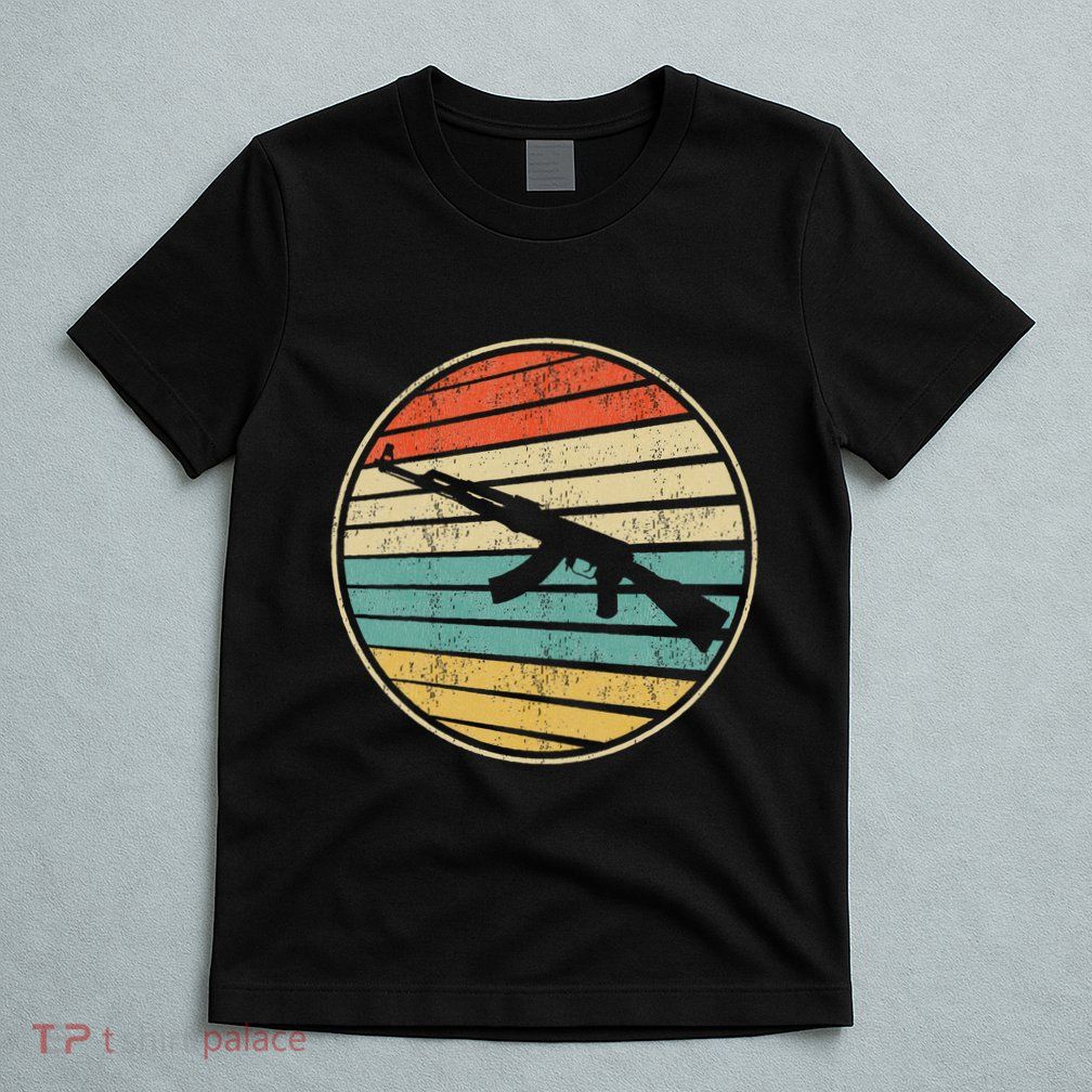 Gun Lover Retro Vintage 70s 80s Ak47 Assault Rifle Art Fun T-Shirt
