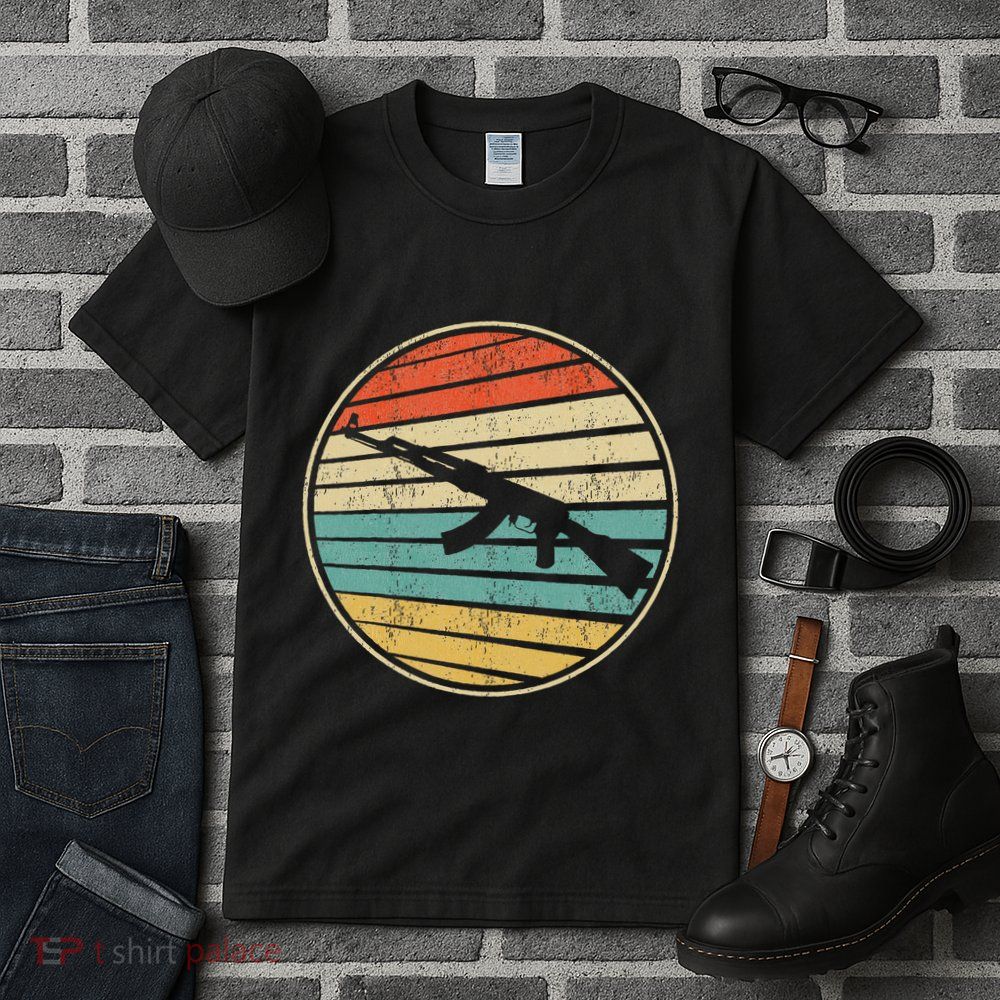 Gun Lover Retro Vintage 70s 80s Ak47 Assault Rifle Art Fun Tall T-Shirt