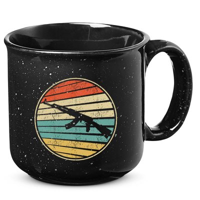 Gun Lover Retro Vintage 70s 80s Ak47 Assault Rifle Art Fun 15oz Campfire Ceramic Mug
