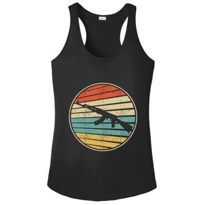 Gun Lover Retro Vintage 70s 80s Ak47 Assault Rifle Art Fun Ladies PosiCharge Competitor Racerback Tank