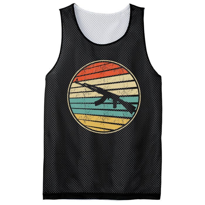 Gun Lover Retro Vintage 70s 80s Ak47 Assault Rifle Art Fun Mesh Reversible Basketball Jersey Tank