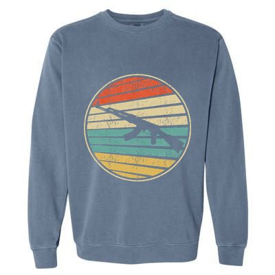 Gun Lover Retro Vintage 70s 80s Ak47 Assault Rifle Art Fun Garment-Dyed Sweatshirt
