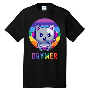 Gaymer LGBT Rainbow Gay Video Game Lovers Gift Cat Pride Tall T-Shirt