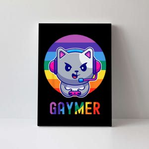 Gaymer LGBT Rainbow Gay Video Game Lovers Gift Cat Pride Canvas