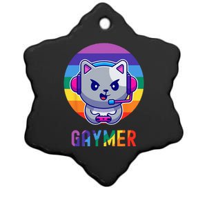 Gaymer LGBT Rainbow Gay Video Game Lovers Gift Cat Pride Ceramic Star Ornament