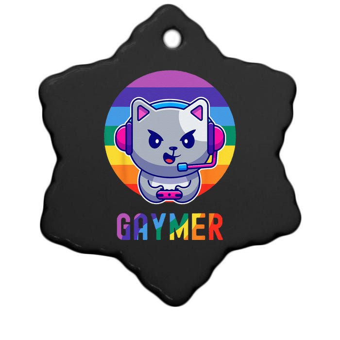 Gaymer LGBT Rainbow Gay Video Game Lovers Gift Cat Pride Ceramic Star Ornament