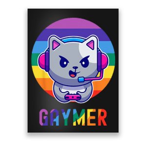 Gaymer LGBT Rainbow Gay Video Game Lovers Gift Cat Pride Poster