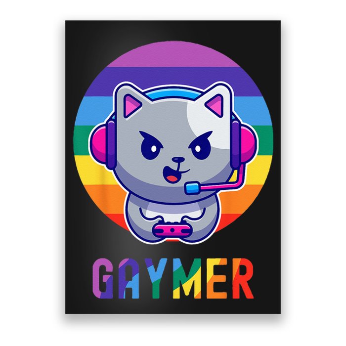 Gaymer LGBT Rainbow Gay Video Game Lovers Gift Cat Pride Poster