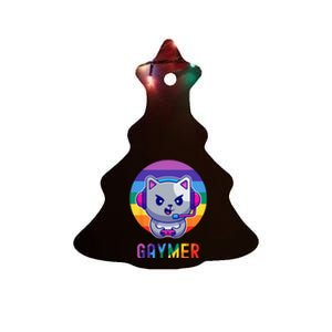 Gaymer LGBT Rainbow Gay Video Game Lovers Gift Cat Pride Ceramic Tree Ornament