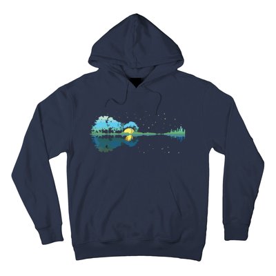 Guitar Lake Reflections Night Sky And Moon Guitar Hoodie