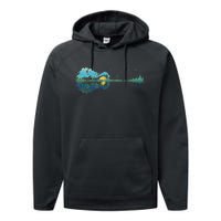 Guitar Lake Reflections Night Sky and Moon Guitar Performance Fleece Hoodie