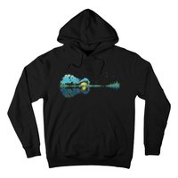 Guitar Lake Reflections Night Sky and Moon Guitar Hoodie