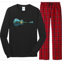 Guitar Lake Reflections Night Sky and Moon Guitar Long Sleeve Pajama Set