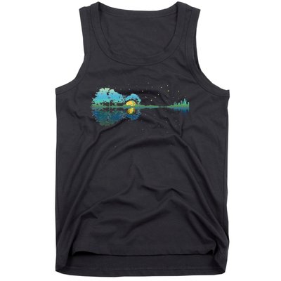 Guitar Lake Reflections Night Sky and Moon Guitar Tank Top