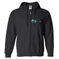 Guitar Lake Reflections Night Sky and Moon Guitar Full Zip Hoodie