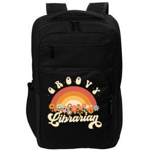 Groovy Librarian Retro Rainbow Colorful Design Librarian Impact Tech Backpack