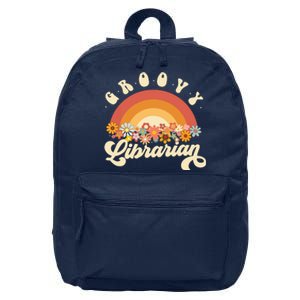 Groovy Librarian Retro Rainbow Colorful Design Librarian 16 in Basic Backpack