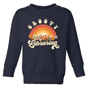 Groovy Librarian Retro Rainbow Colorful Design Librarian Toddler Sweatshirt