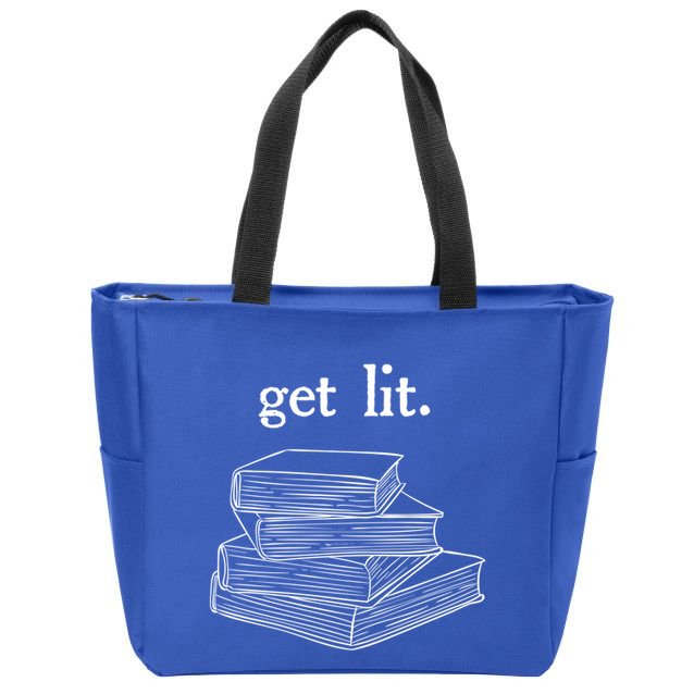 Get Lit Reading Book Nerd Funny Literature English Teacher Gift Zip Tote Bag