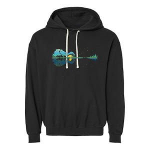 Guitar Lake Reflections Night Sky And Moon Guitar Garment-Dyed Fleece Hoodie