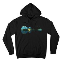 Guitar Lake Reflections Night Sky And Moon Guitar Hoodie