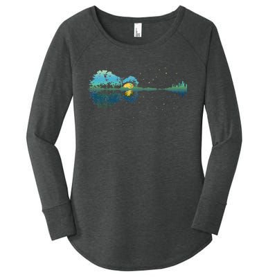 Guitar Lake Reflections Night Sky And Moon Guitar Women's Perfect Tri Tunic Long Sleeve Shirt