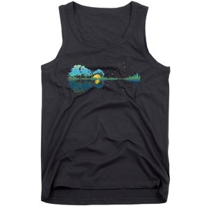 Guitar Lake Reflections Night Sky And Moon Guitar Tank Top