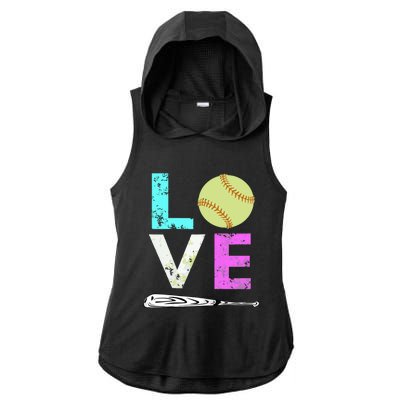 Girl Love Softball Best Fun Birthday Gift Ladies PosiCharge Tri-Blend Wicking Draft Hoodie Tank