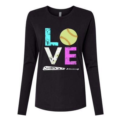 Girl Love Softball Best Fun Birthday Gift Womens Cotton Relaxed Long Sleeve T-Shirt