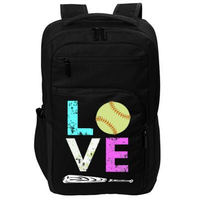 Girl Love Softball Best Fun Birthday Gift Impact Tech Backpack