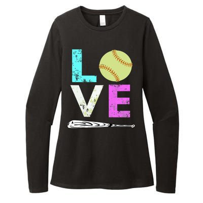 Girl Love Softball Best Fun Birthday Gift Womens CVC Long Sleeve Shirt