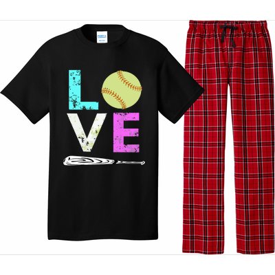 Girl Love Softball Best Fun Birthday Gift Pajama Set