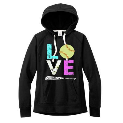 Girl Love Softball Best Fun Birthday Gift Women's Fleece Hoodie