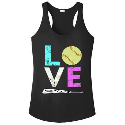 Girl Love Softball Best Fun Birthday Gift Ladies PosiCharge Competitor Racerback Tank