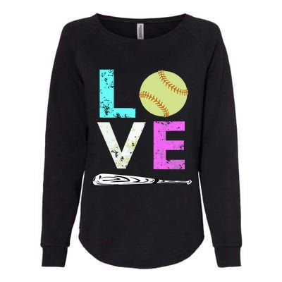 Girl Love Softball Best Fun Birthday Gift Womens California Wash Sweatshirt