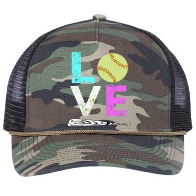 Girl Love Softball Best Fun Birthday Gift Retro Rope Trucker Hat Cap