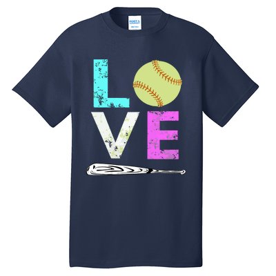 Girl Love Softball Best Fun Birthday Gift Tall T-Shirt