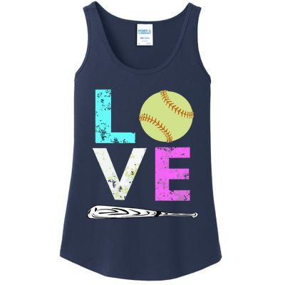 Girl Love Softball Best Fun Birthday Gift Ladies Essential Tank