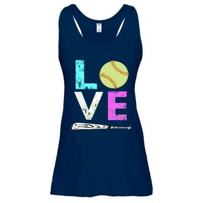 Girl Love Softball Best Fun Birthday Gift Ladies Essential Flowy Tank